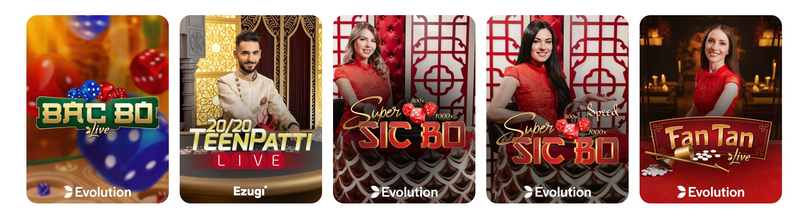 Live casino games at Glory Casino